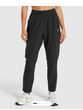Gymshark Pants - black fleece track style w/ankle zip